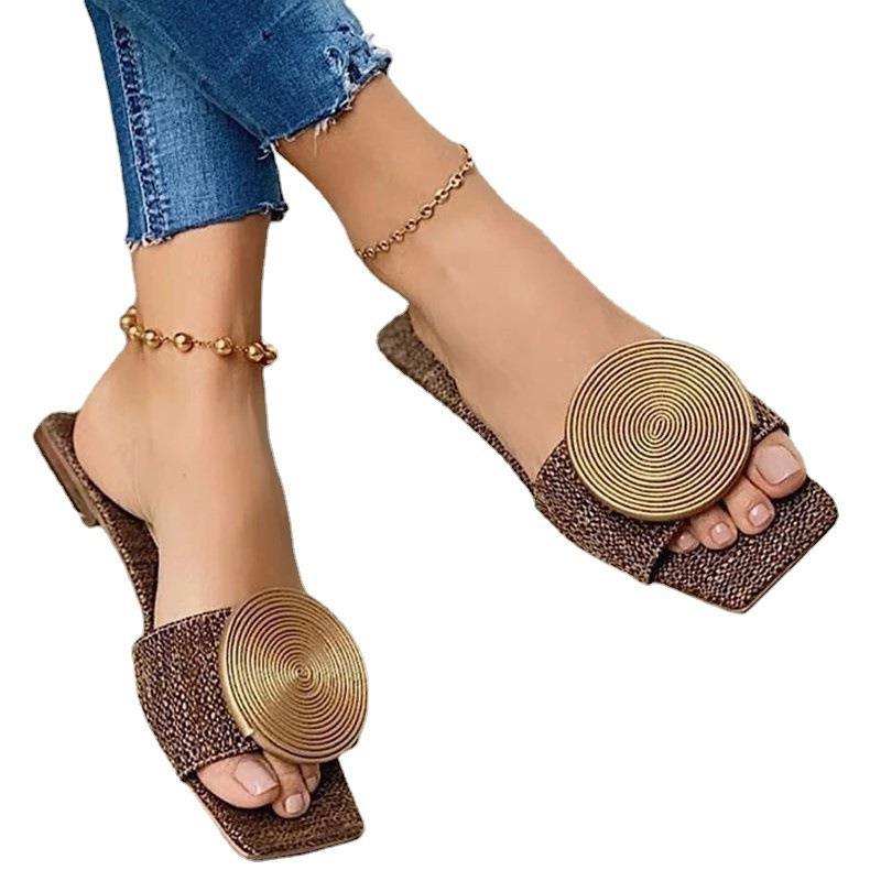 Damen modische Slides mit elegantem Spiralmuster EB