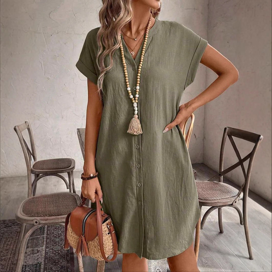 Damen lässiges Hemdblusenkleid EB