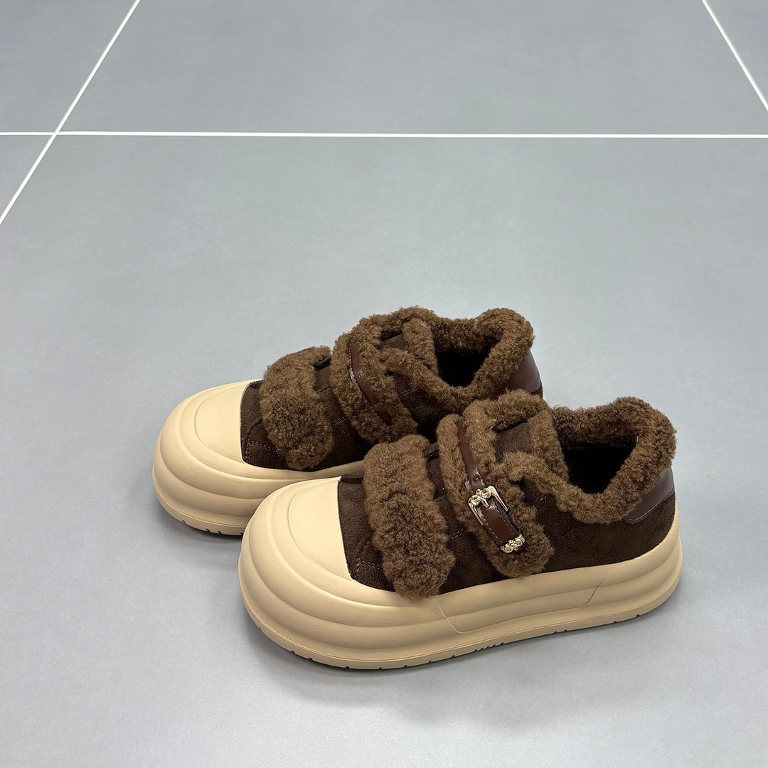 Damen Komfortable Sneaker mit kuscheligem Fleece-Futter und praktischen Klettverschlüssen EB