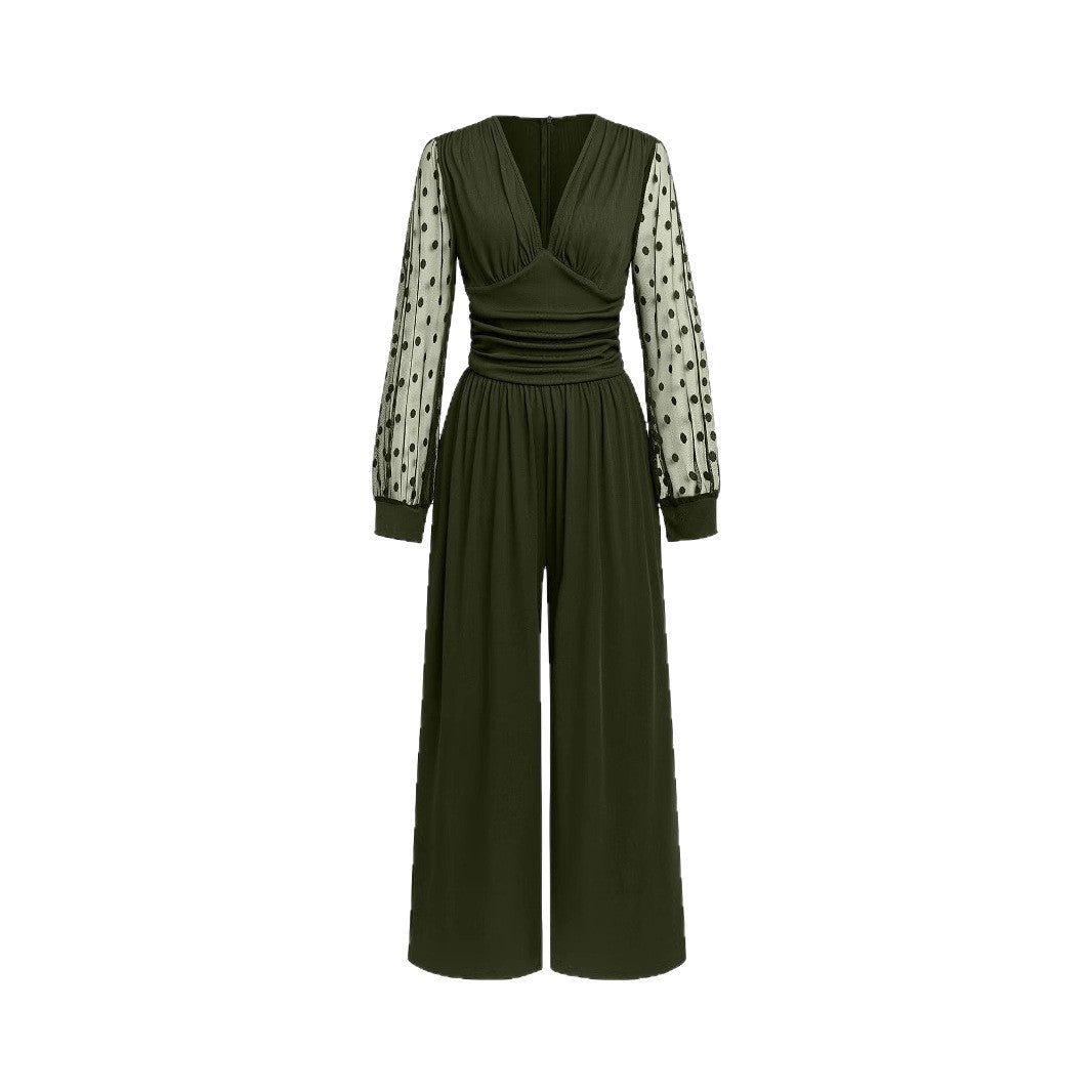 Damen Overall mit transparenten Puffärmeln EB