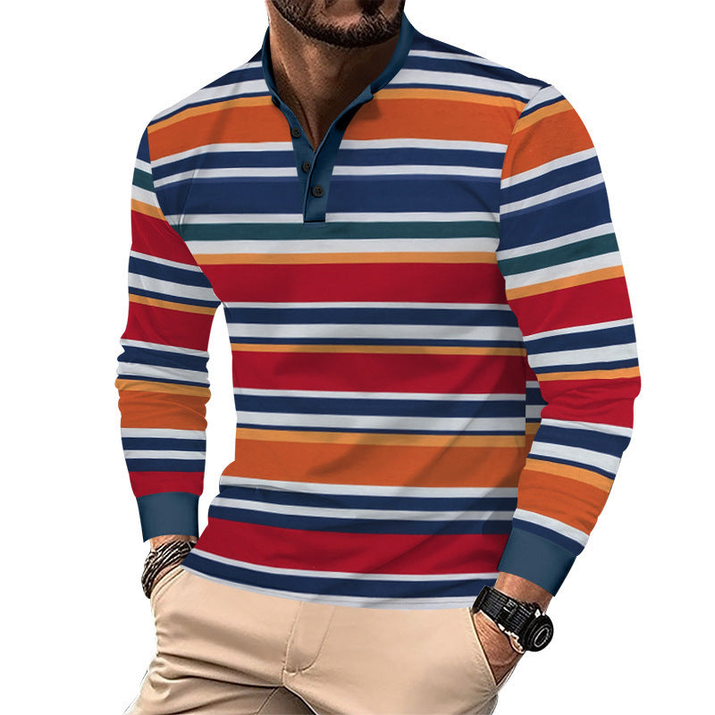 Herren Langarm-Hemd im eleganten Streifenlook mit modischem Stehkragen EB