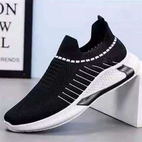 Damen Sportliche Slip-On Sneakers mit atmungsaktiver Strickoberfläche und flexibler Sohle EB