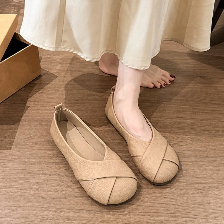 Damen Ballerinas mit hochwertiger Lederoberfläche und elegantem Querriemen EB