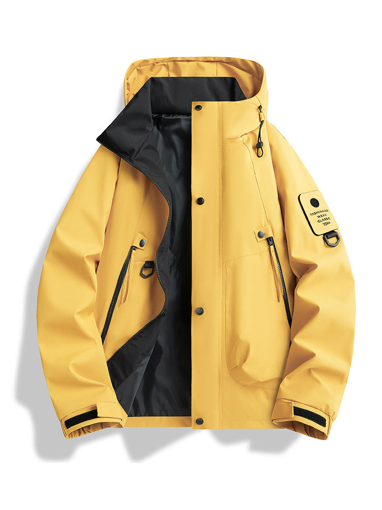 Herren wasserdichte Urban-Hardshelljacke mit verschweißten Nähten, verstellbarer Kapuze und Utility-Ärmeltasche EB