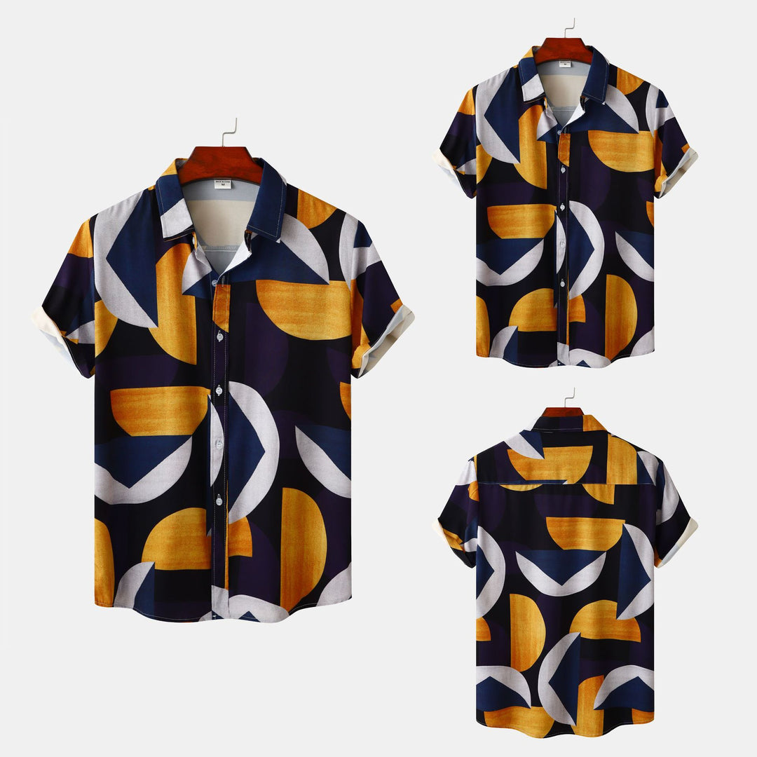 Herren Kurzarmhemd mit kreativem geometrischen Muster EB