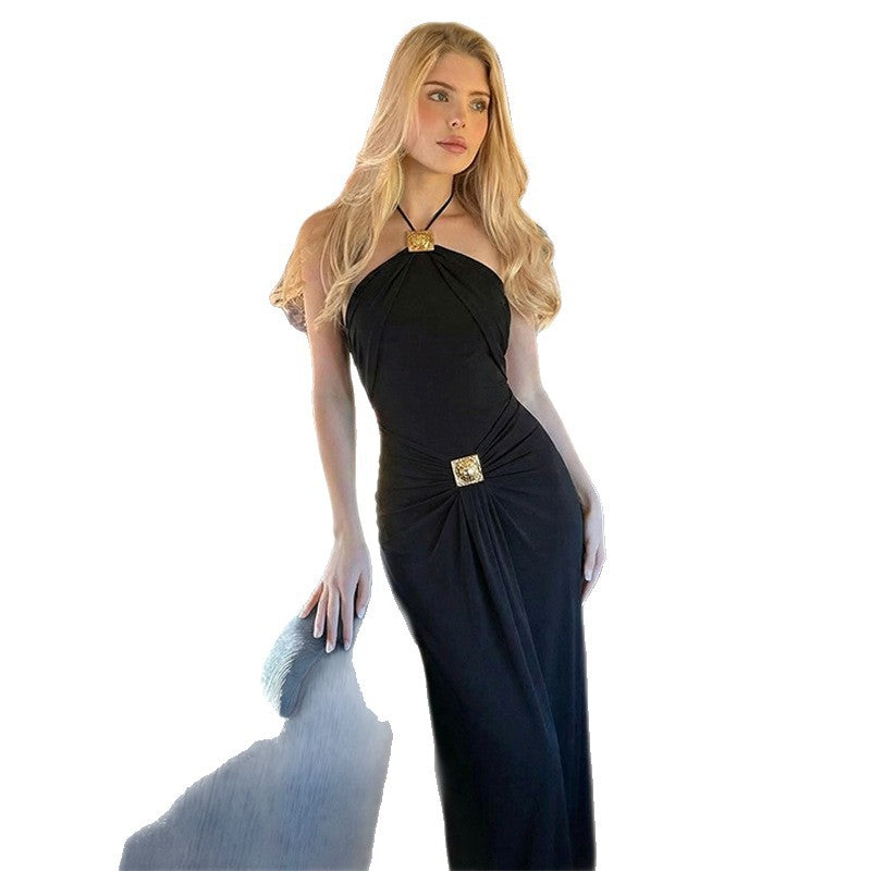 Damen Elegantes Maxikleid mit trendigem Halterdesign und tailliertem Schnitt EB