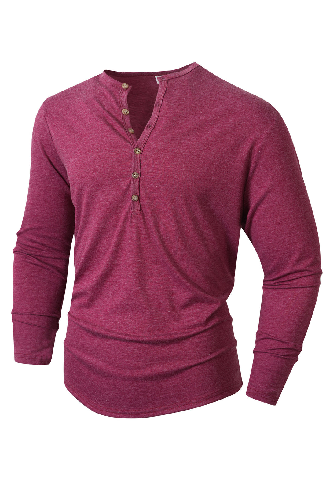 Herren Langarm Henley-Shirt mit Knopfleiste und weichem Baumwollmix EB
