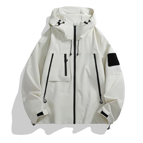 Damen wetterfeste Outdoor-Jacke mit praktischen Taschen und verstellbarer Kapuze EB