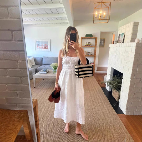Damen Sommerkleid mit elastischem Taillenband und lockerer Passform Heidi-Mode