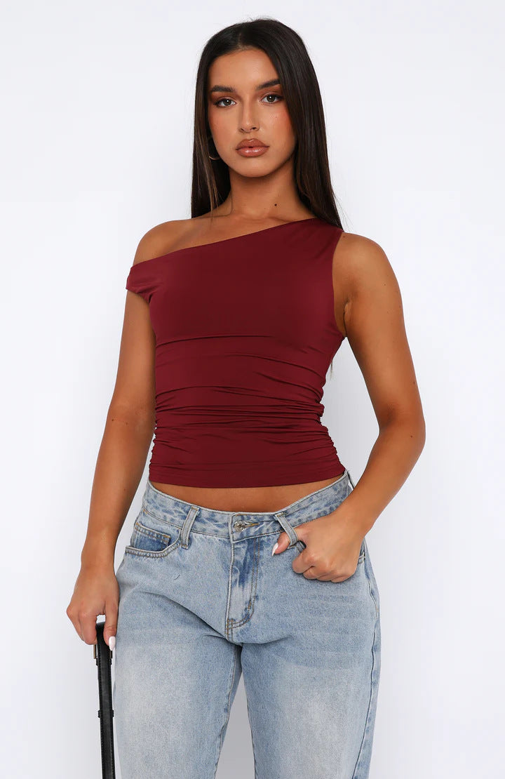 Damen Crop-Top mit floralem Design und schulterfreiem Schnitt EB