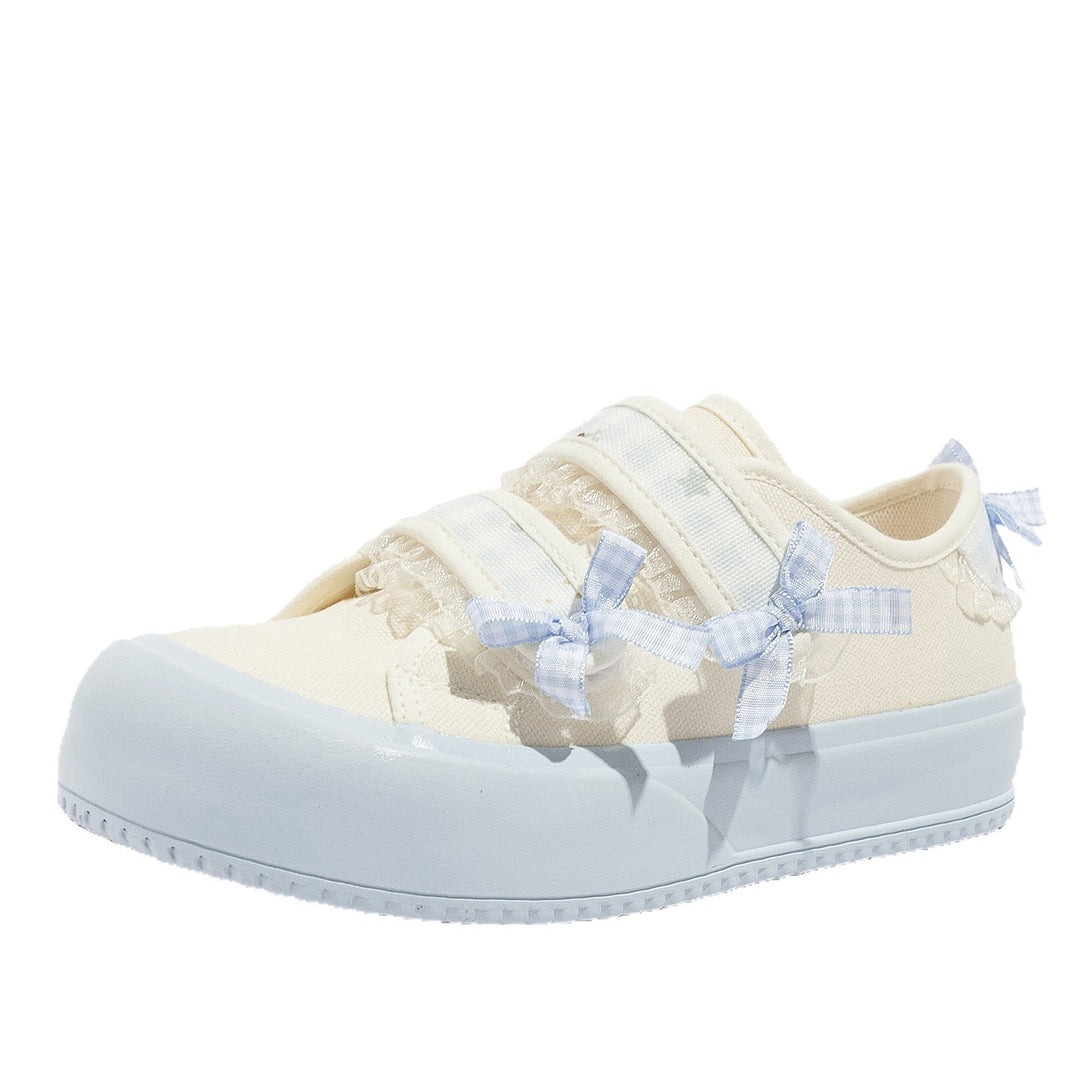 Damen Sneakers mit verspieltem Riemenverschluss und dekorativen Schleifen EB