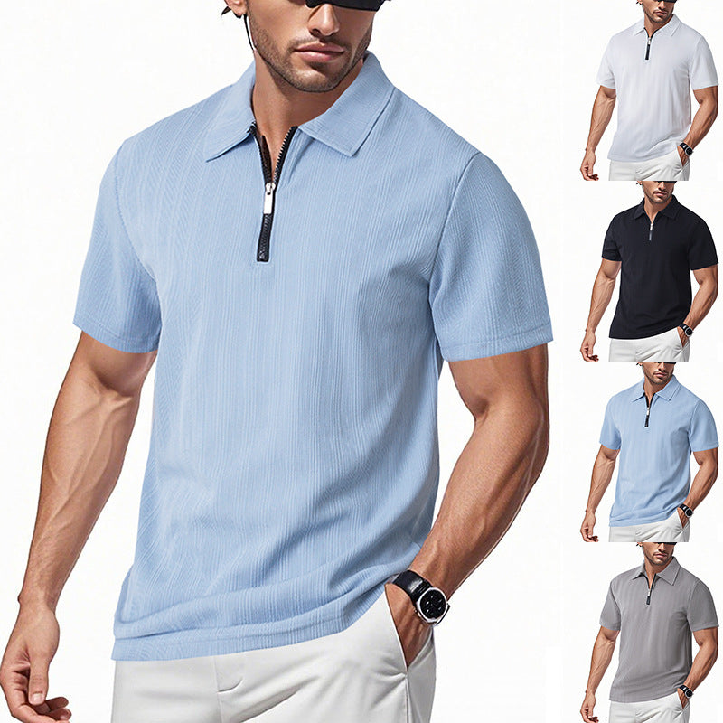 Herren Poloshirt mit modernem Reißverschluss und atmungsaktiver Struktur EB