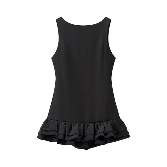 Damen Badeanzug mit voluminösem Rüschenrock und hoher Taille EB