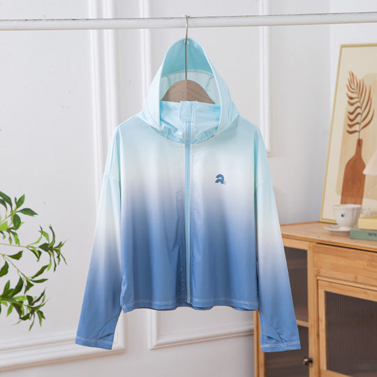 Damen nan leichte Kapuzenjacke mit UV-Schutz, schnell trocknender Sportjacke mit Reißverschluss R&B