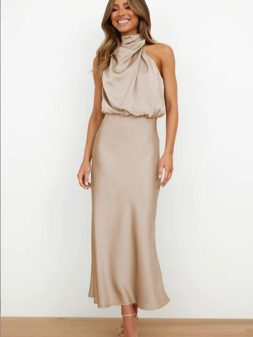 Damen Elegantes Etuikleid mit asymmetrischem Kragen und fließendem Schnitt EB