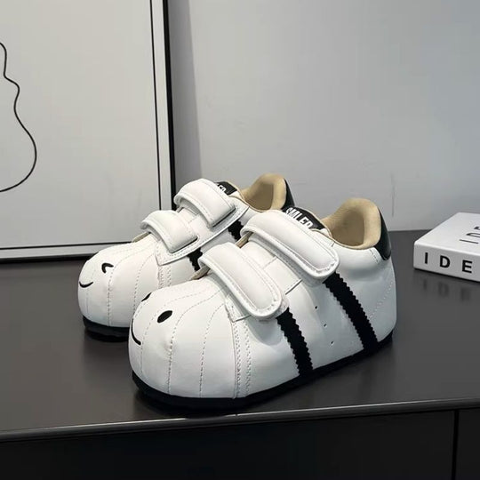 Damen Bequeme Kindersneaker mit niedlichem Tiermotiv und praktischem Klettverschluss EB
