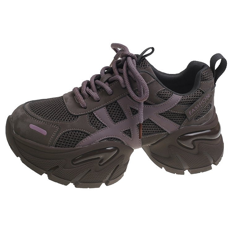Damen modische Sneakers mit atmungsaktivem Mesh-Obermaterial und robustem Sohlenprofil EB