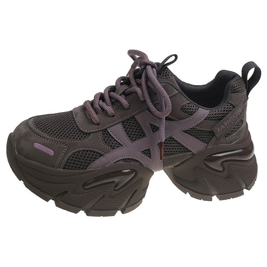 Damen modische Sneakers mit atmungsaktivem Mesh-Obermaterial und robustem Sohlenprofil EB