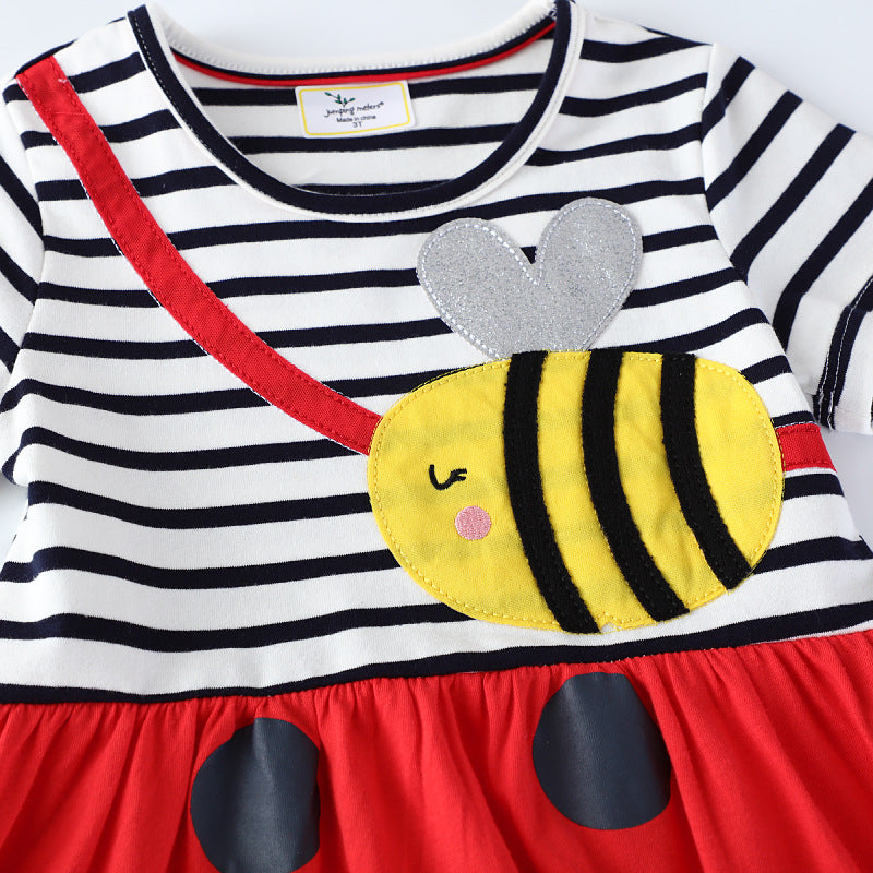 Mädchen lässiges Baumwollkleid mit Bienenmotiv EB
