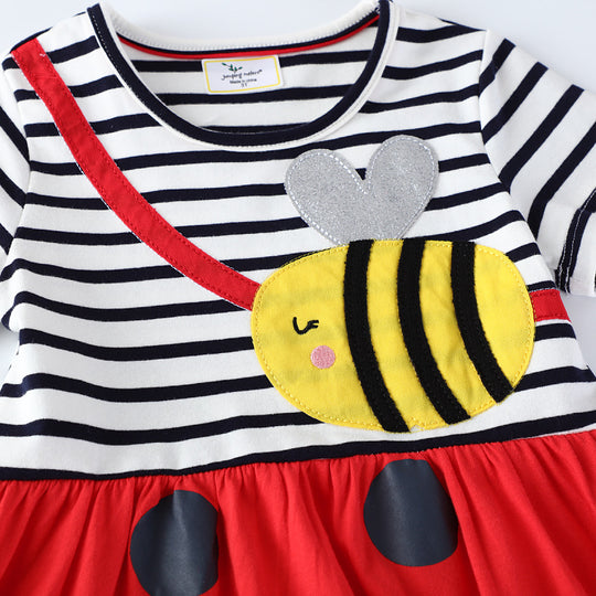 Mädchen lässiges Baumwollkleid mit Bienenmotiv EB
