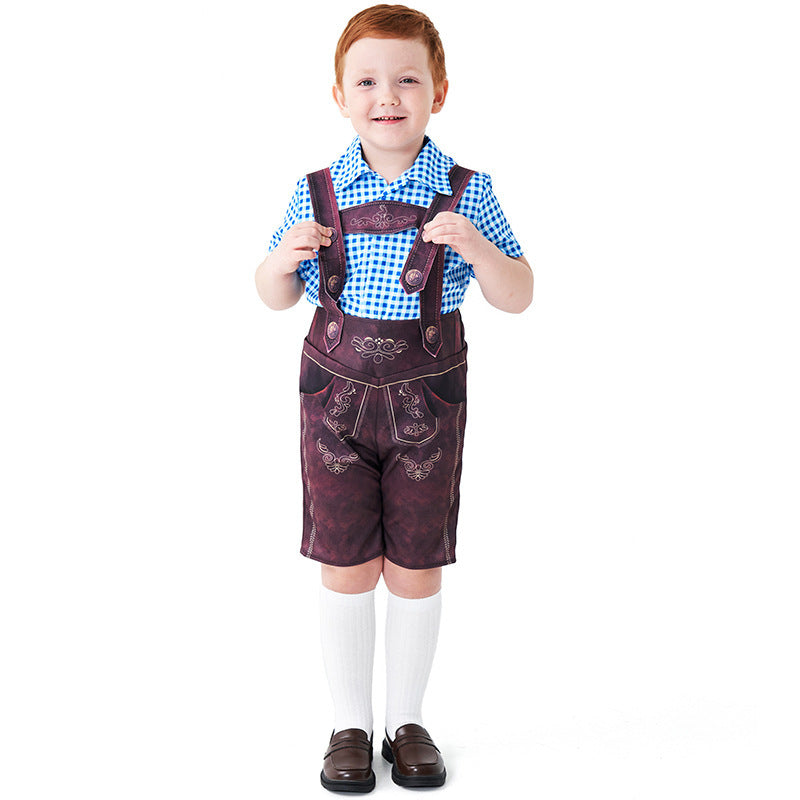 Herren nan kurze Trachtenlederhose mit verstellbaren Trägern und traditioneller Stickerei EB