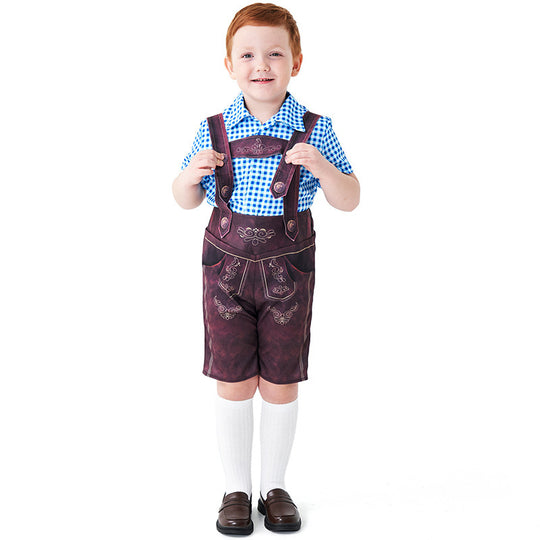 Herren nan kurze Trachtenlederhose mit verstellbaren Trägern und traditioneller Stickerei EB
