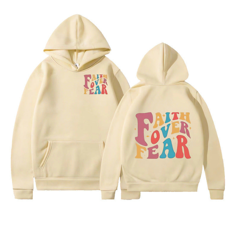 Damen Kapuzenpullover mit kreativem Schriftzug und weichem Innenfleece EB