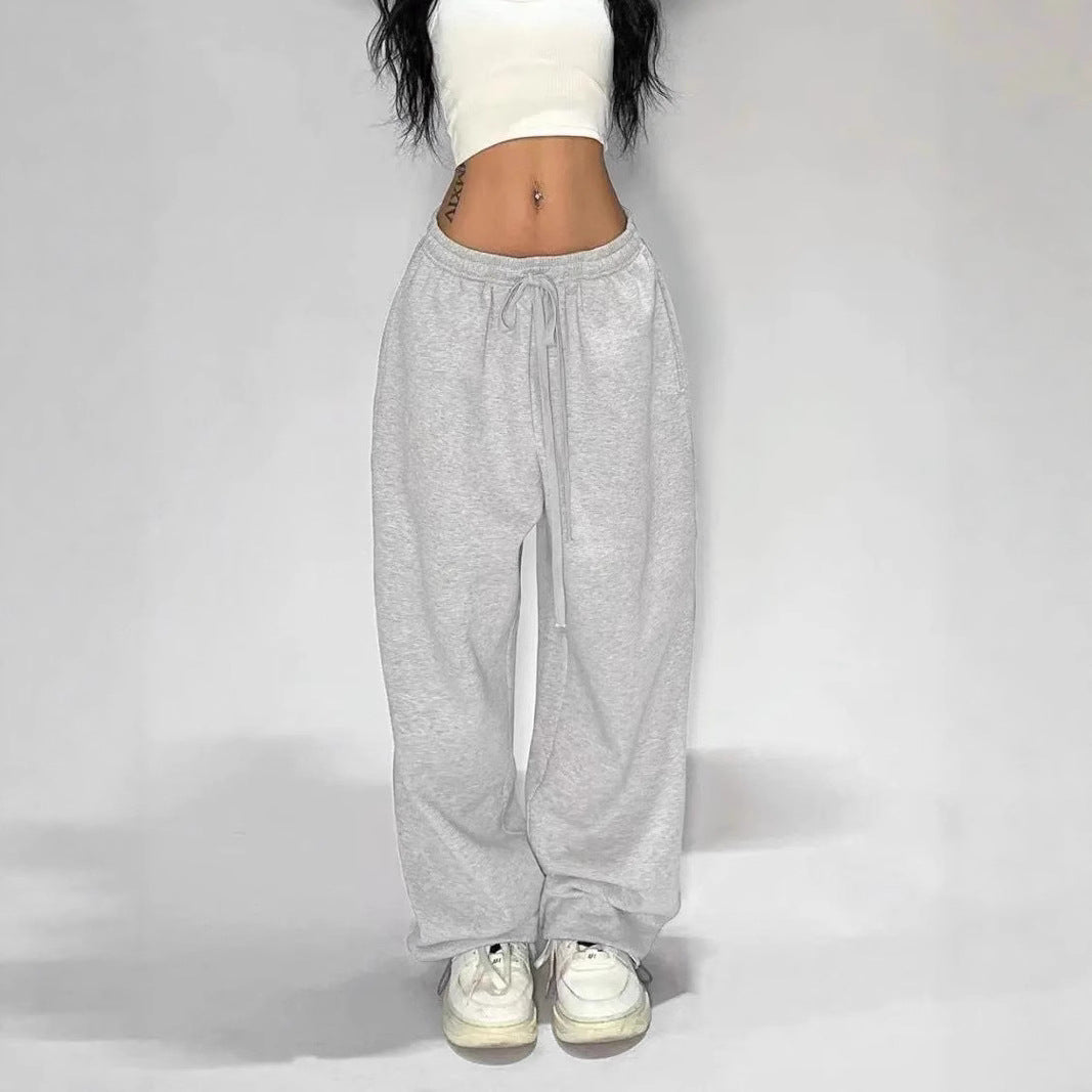 Damen nan weit geschnittene Loungehose mit hohem Bund extra weitem Bein und Tunnelzug EB