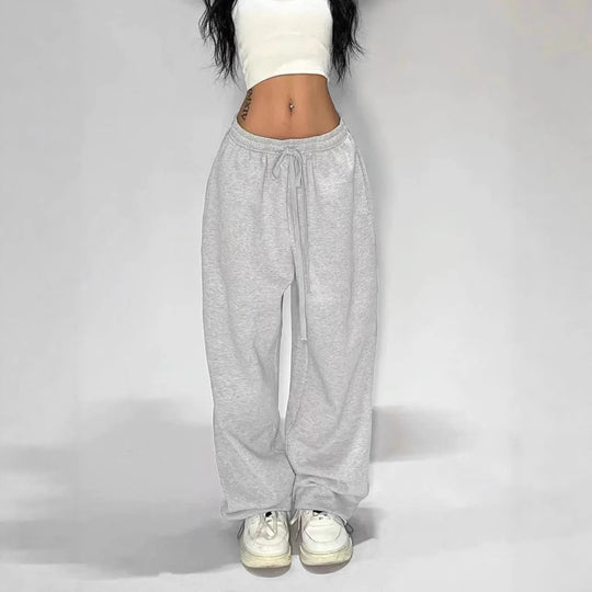 Damen nan weit geschnittene Loungehose mit hohem Bund extra weitem Bein und Tunnelzug EB