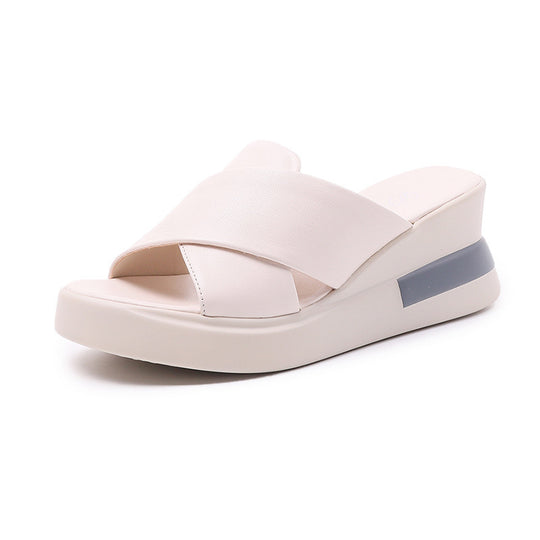 Damen nan Stadtkomfort Keil-Slipper mit ergonomischem viskoelastischem Fußbett und nahtlosem Synthetikobermaterial EB