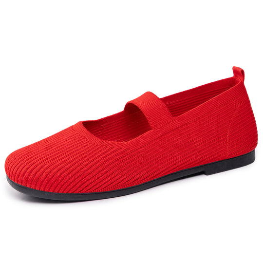 Damen Bequeme Ballerinas mit elastischem Riemen und atmungsaktivem Obermaterial EB