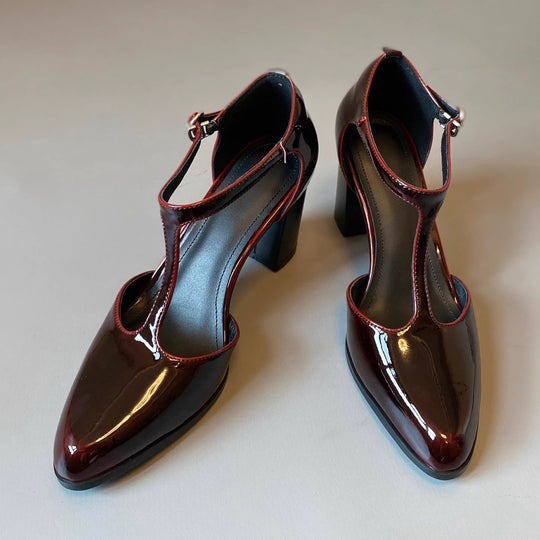 Damen elegante Plateau-Pumps mit modischem Riemchen und stilvollem Glanz EB