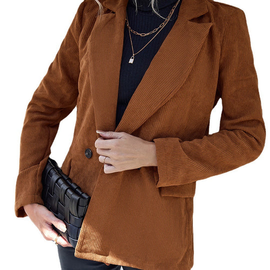 Damen cordjacke mit Doppelkknopfdesign und praktischen Seitentaschen EB