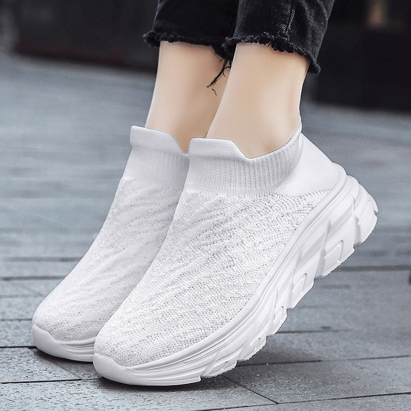 Damen Bequeme High-Top Sneakers mit elastischem Strickoberteil EB