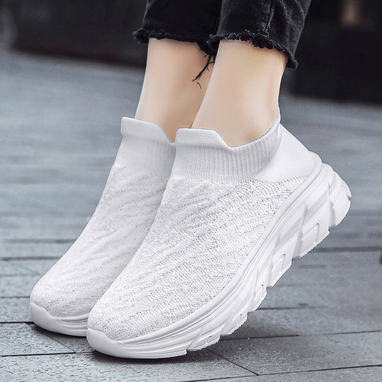 Damen Bequeme High-Top Sneakers mit elastischem Strickoberteil EB