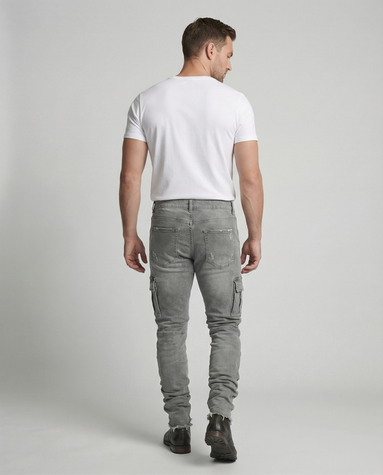 Herren Cargo-Jeans im lässigen Slim-Fit-Design mit funktionalen Taschen EB