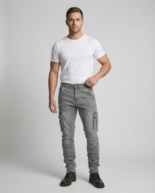 Herren Cargo-Jeans im lässigen Slim-Fit-Design mit funktionalen Taschen EB