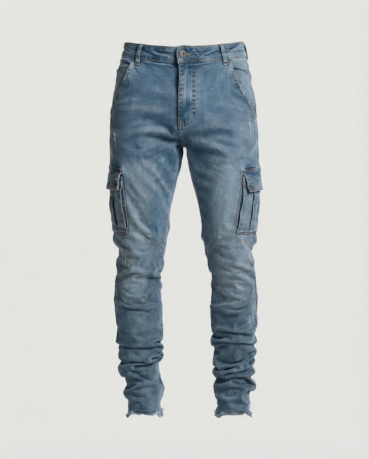 Herren Cargo-Jeans im lässigen Slim-Fit-Design mit funktionalen Taschen EB