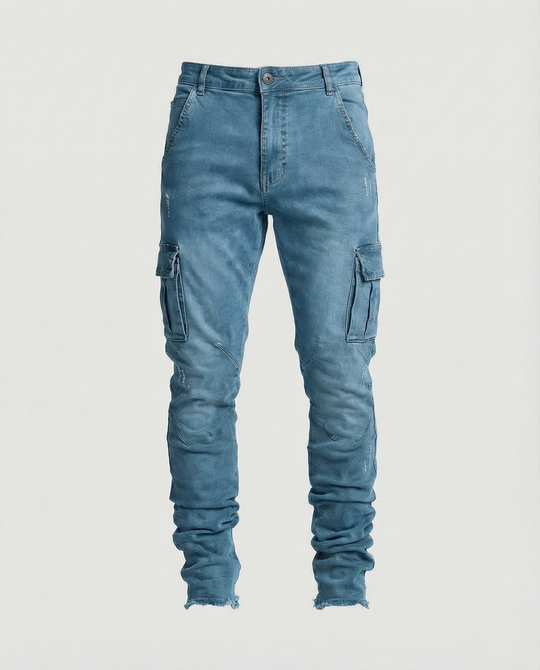 Herren Cargo-Jeans im lässigen Slim-Fit-Design mit funktionalen Taschen EB
