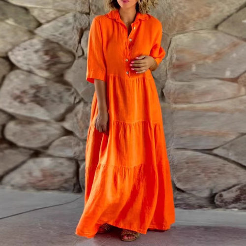 Damen Maxikleid mit Knopfleiste und lässigem Schnitt Heidi-Mode