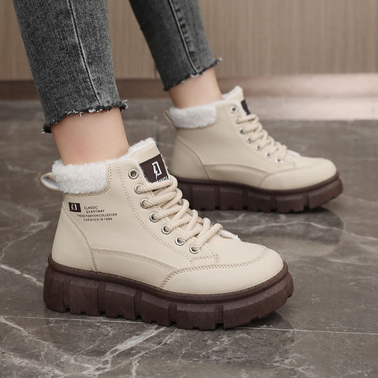 Damen High-Top Winterstiefel mit isolierendem Kunstfellfutter und rutschfester Sohle EB
