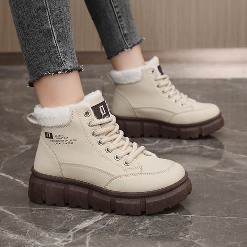 Damen High-Top Winterstiefel mit isolierendem Kunstfellfutter und rutschfester Sohle EB