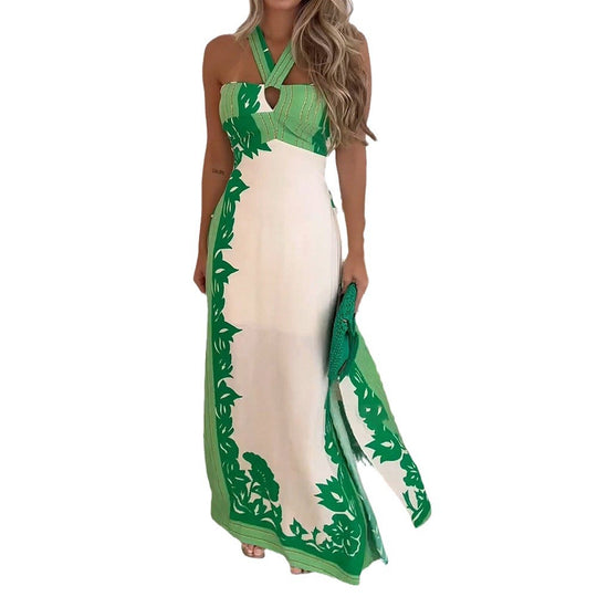 Damen Maxikleid mit verstellbarem Träger und floralem Design EB
