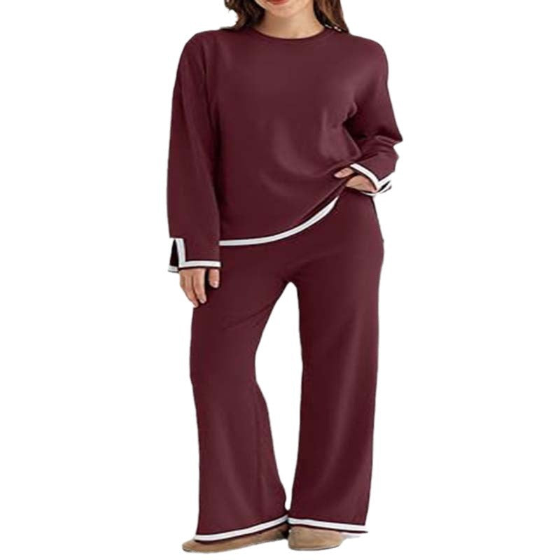 Damen modisches Lounge-Set mit weitem Schnitt und Kontrastbündchen EB