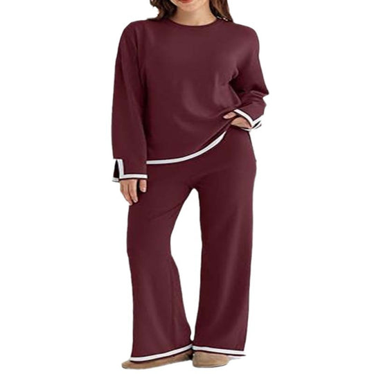 Damen modisches Lounge-Set mit weitem Schnitt und Kontrastbündchen EB