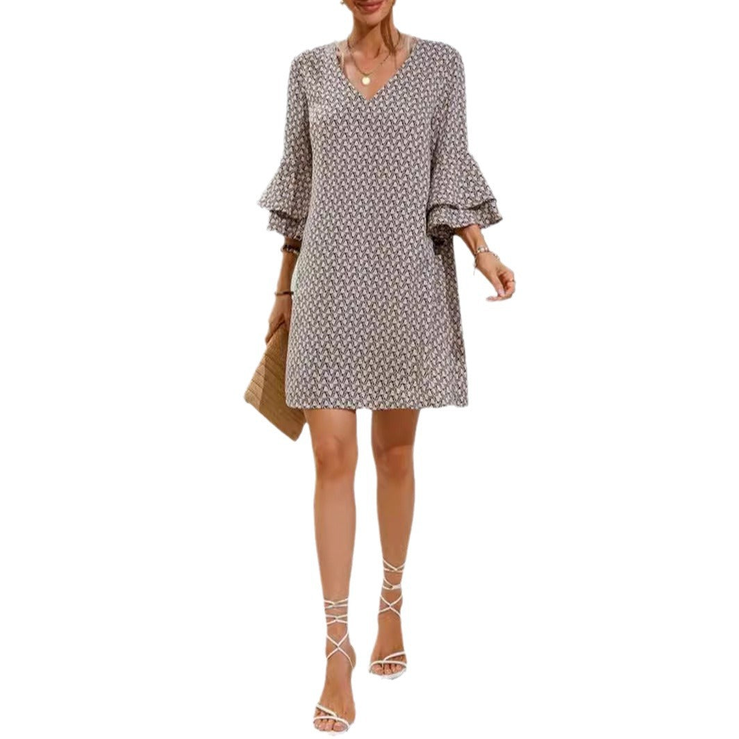Damen Strandkleid mit voluminösen Ärmeln EB