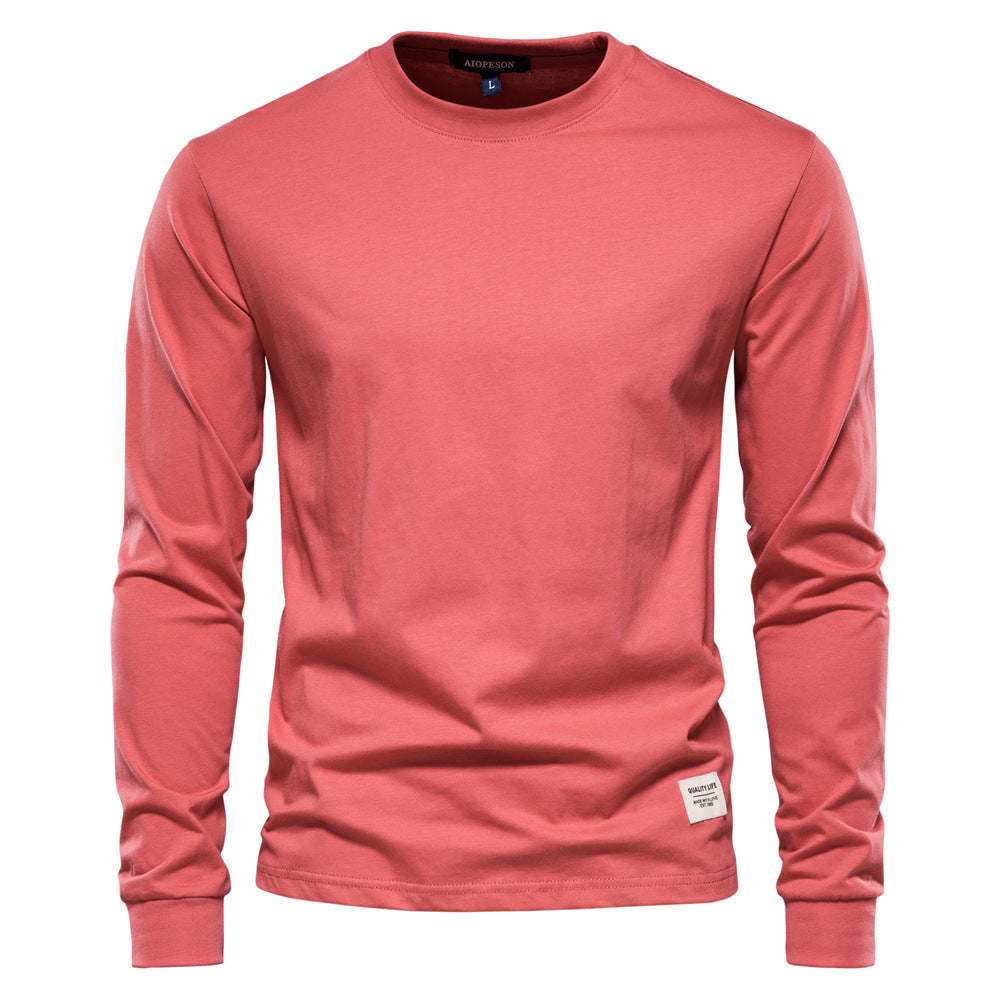 Herren nan klassisches langärmliges Baumwollshirt mit Rundhalsausschnitt und elastischen Bündchen EB