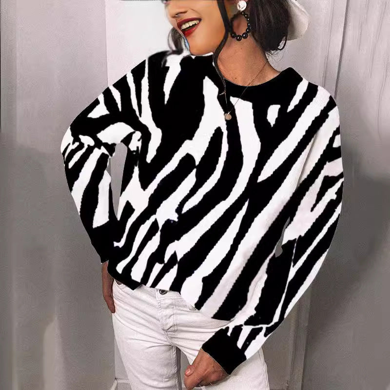 Damen Strickpullover mit modernem Streifenmuster und lässigem Schnitt EB