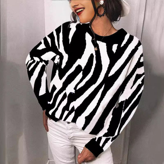 Damen Strickpullover mit modernem Streifenmuster und lässigem Schnitt EB