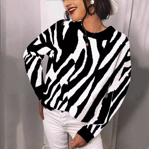 Damen Strickpullover mit modernem Streifenmuster und lässigem Schnitt EB
